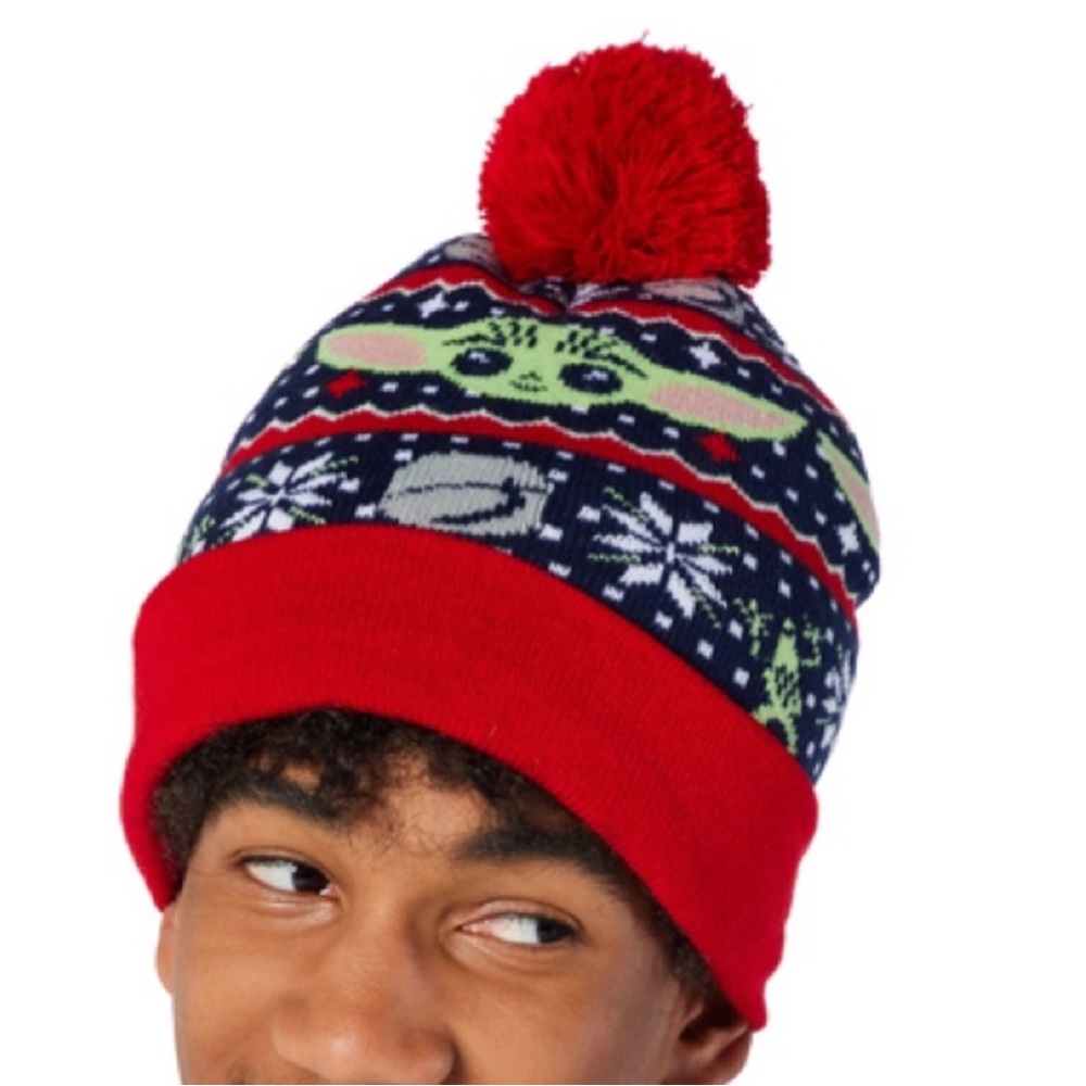 Disney Star Wars Mandalorian Holiday Grogu / Baby Yoda Pom winter Beanie Hat OS
